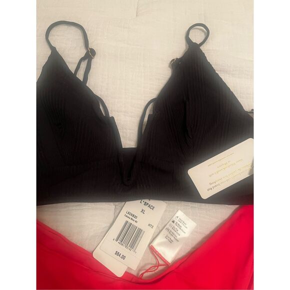 L*Space Siren Bikini Top Black with Cabana Bottom Cherry NEW NWT - Picture 4 of 11